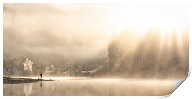 Magical sunrise with reflections over Derwent Water Print by Julian Carnell