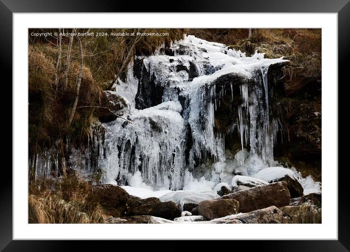 Frozen waterfall at Brecon Beacons, South Wales UK Framed Mounted Print by Andrew Bartlett