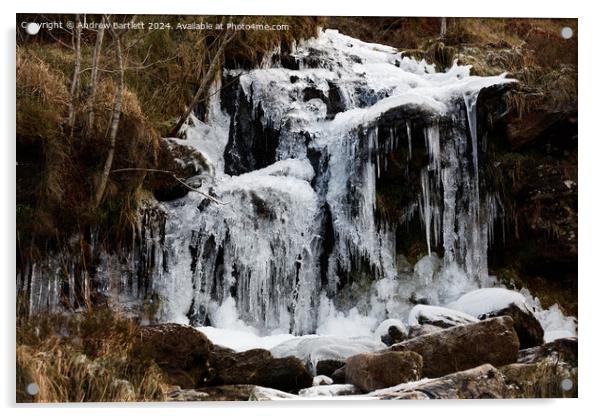 Frozen waterfall at Brecon Beacons, South Wales UK Acrylic by Andrew Bartlett