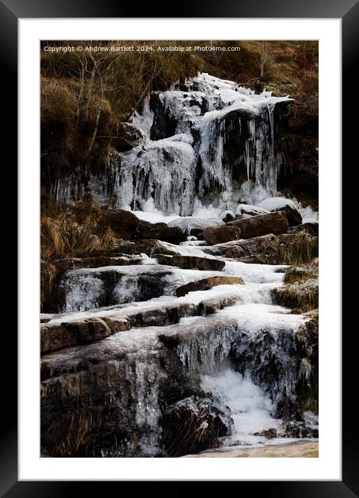 Frozen waterfall, Brecon Beacons, South Wales, UK Framed Mounted Print by Andrew Bartlett