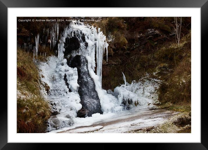Frozen waterfall Brecon Beacons, South Wales, UK Framed Mounted Print by Andrew Bartlett