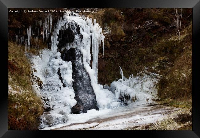 Frozen waterfall Brecon Beacons, South Wales, UK Framed Print by Andrew Bartlett