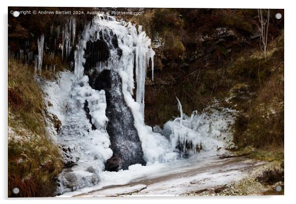 Frozen waterfall Brecon Beacons, South Wales, UK Acrylic by Andrew Bartlett
