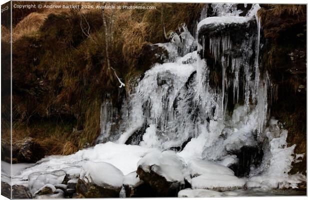 Frozen waterfall at Brecon Beacons, South Wales, UK Canvas Print by Andrew Bartlett
