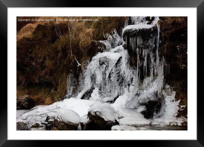 Frozen waterfall at Brecon Beacons, South Wales, UK Framed Mounted Print by Andrew Bartlett