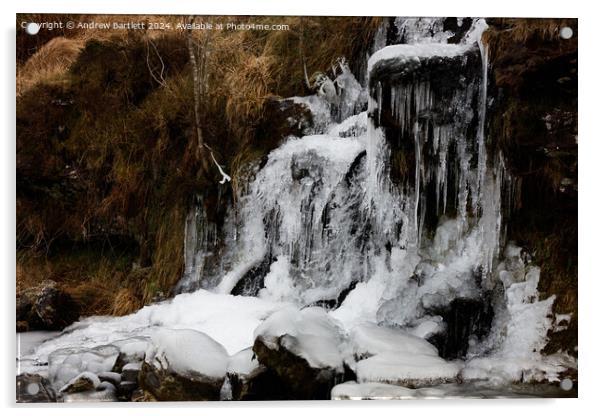 Frozen waterfall at Brecon Beacons, South Wales, UK Acrylic by Andrew Bartlett