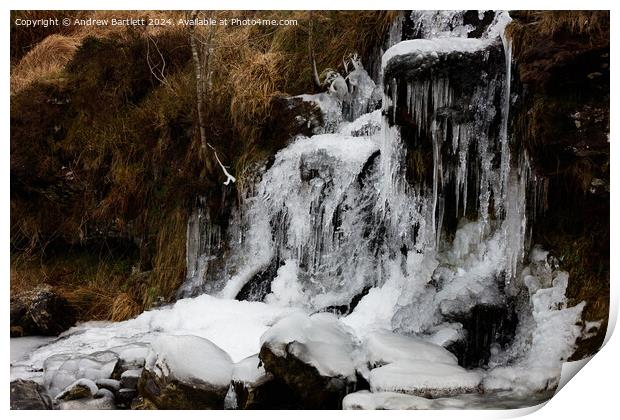 Frozen waterfall at Brecon Beacons, South Wales, UK Print by Andrew Bartlett