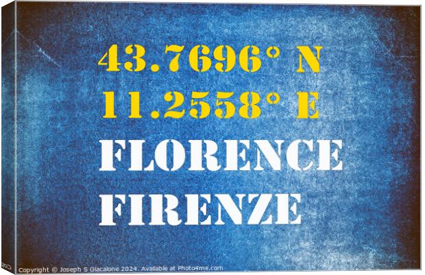 GPS Florence Italy Canvas Print by Joseph S Giacalone