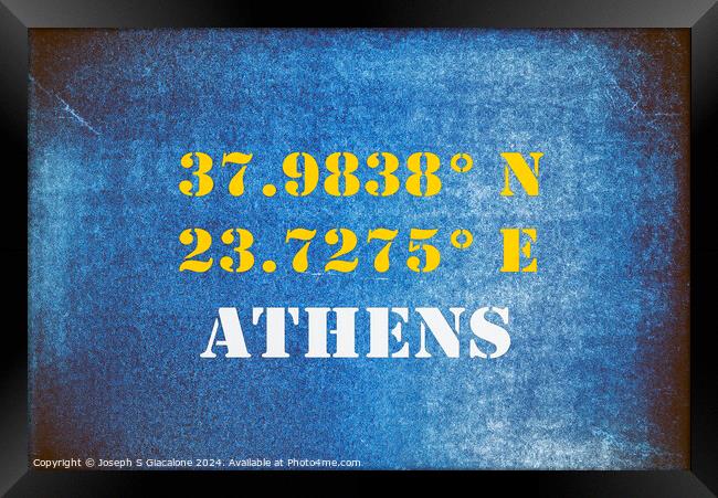 GPS Athens Greece Framed Print by Joseph S Giacalone