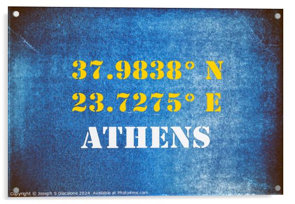 GPS Athens Greece Acrylic by Joseph S Giacalone