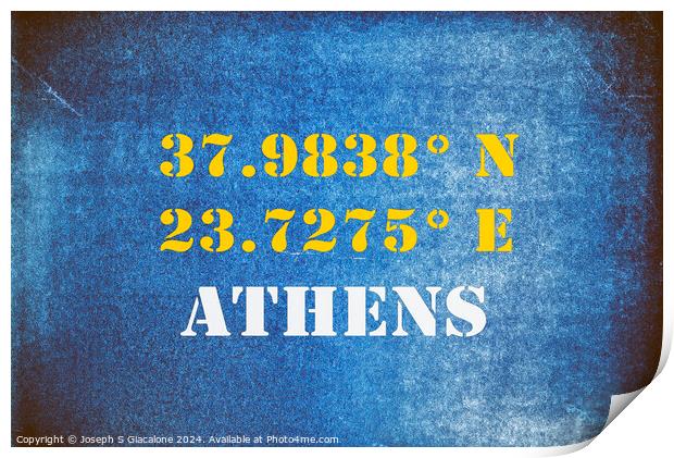 GPS Athens Greece Print by Joseph S Giacalone