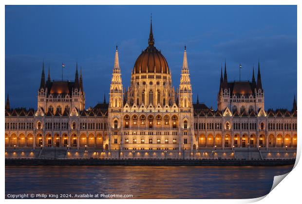 Hungarian Parliament Building, Budapest Print by Philip King