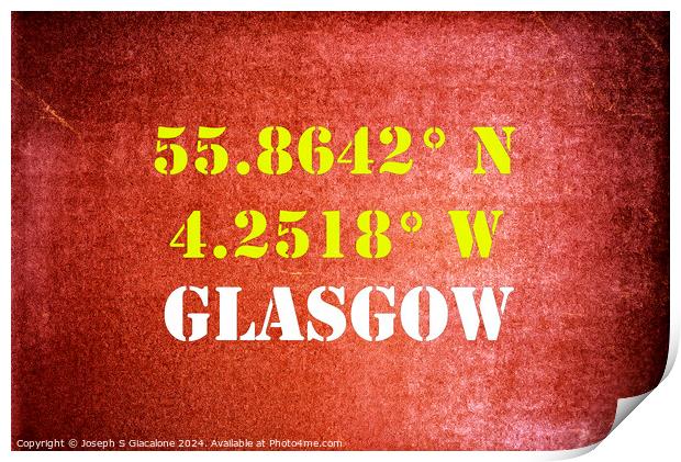 GPS Glasgow Print by Joseph S Giacalone
