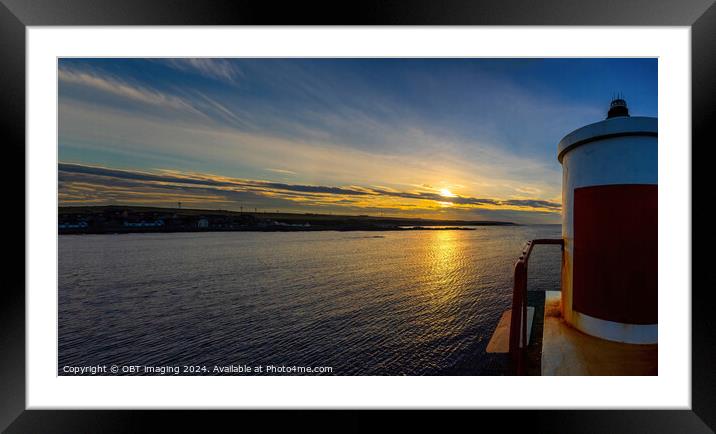 Whitehills Harbour Navigation Light Sunset Aberdee Framed Mounted Print by OBT imaging