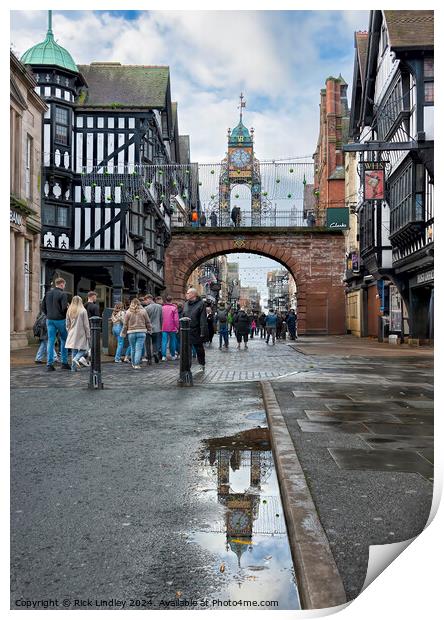 Eastgate Clock Reflection Print by Rick Lindley