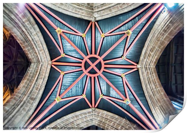 Looking Up St Marys Nantwich Print by Rick Lindley