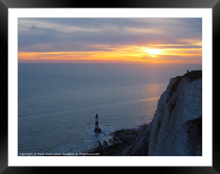 Beachy Head Lighthouse on a Sunset evening. Framed Mounted Print by Mark Ward