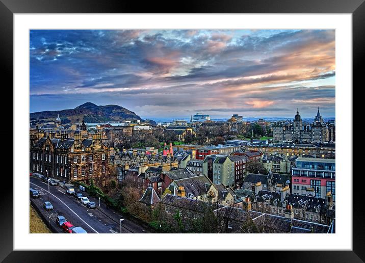 Edinburgh Skyline from Castle Esplanade Framed Mounted Print by Darren Galpin
