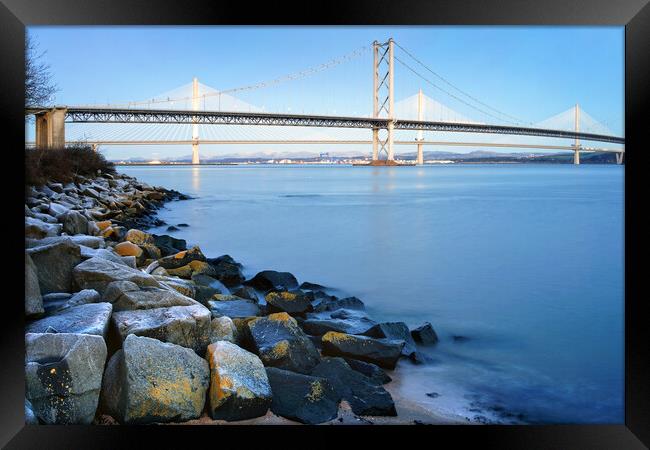 Forth Road Bridge and Queensferry Crossing Framed Print by Darren Galpin