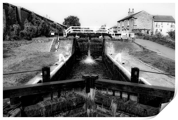Locks in Leeds Mono Print by Glen Allen