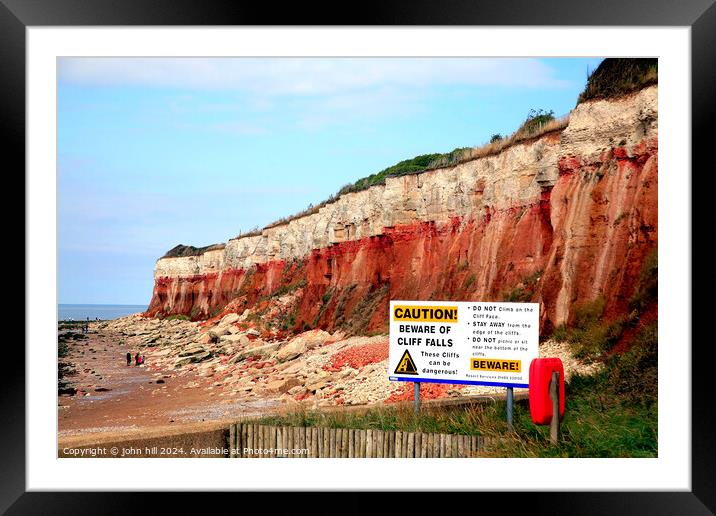 Cliff erosion on the Norfolk coast. Framed Mounted Print by john hill
