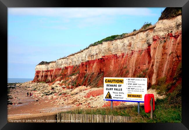 Cliff erosion on the Norfolk coast. Framed Print by john hill