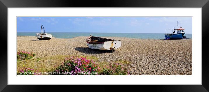 Aldeburgh Beach Panoramic Framed Mounted Print by Diana Mower