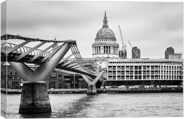 The Millenium Bridge and St Paul's Cathedral panor Canvas Print by John Frid