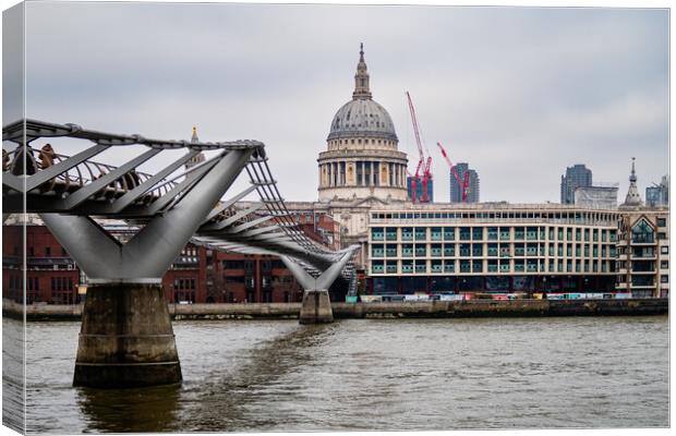 St Paul's Cathedral, the Millenium Bridge and the  Canvas Print by John Frid