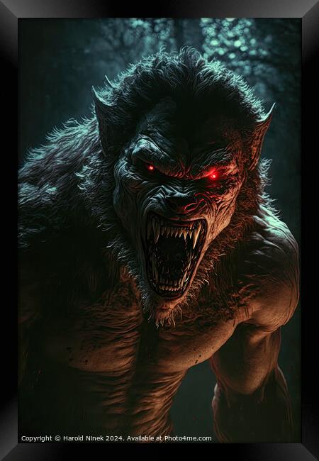 Werewolf Framed Print by Harold Ninek