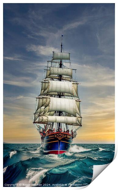 In full sail Print by Roger Mechan