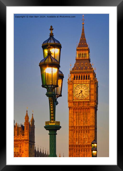 Big Ben in London's Summer Evening Light Framed Mounted Print by Alan Barr
