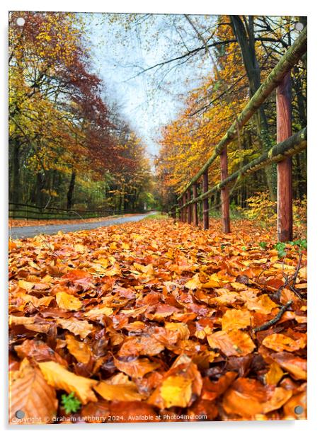 Autumnal Cotswolds Lane Acrylic by Graham Lathbury