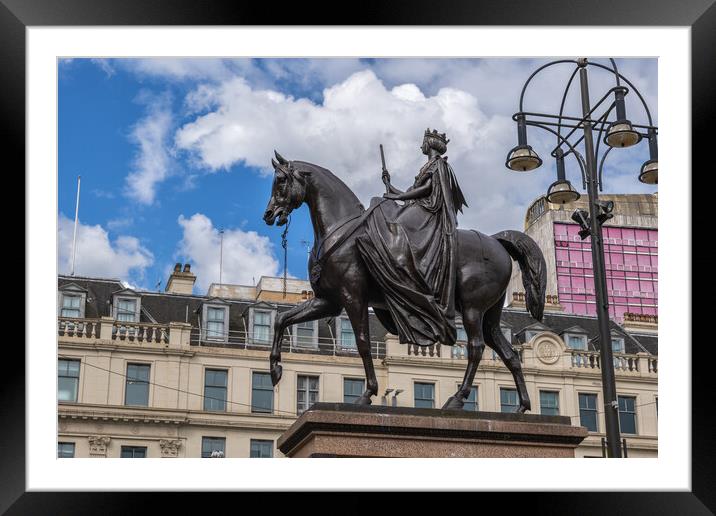 Queen Victoria Equestrian Statue In Glasgow Framed Mounted Print by Artur Bogacki