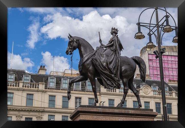 Queen Victoria Equestrian Statue In Glasgow Framed Print by Artur Bogacki
