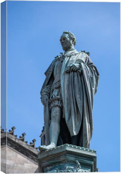 Walter Francis Montagu Douglas Scott Statue In Edinburgh Canvas Print by Artur Bogacki