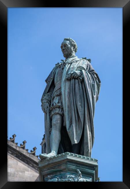 Walter Francis Montagu Douglas Scott Statue In Edinburgh Framed Print by Artur Bogacki