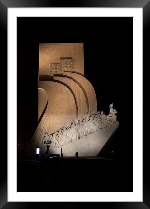 Monument to the Discoveries at Night in Lisbon Framed Mounted Print by Artur Bogacki