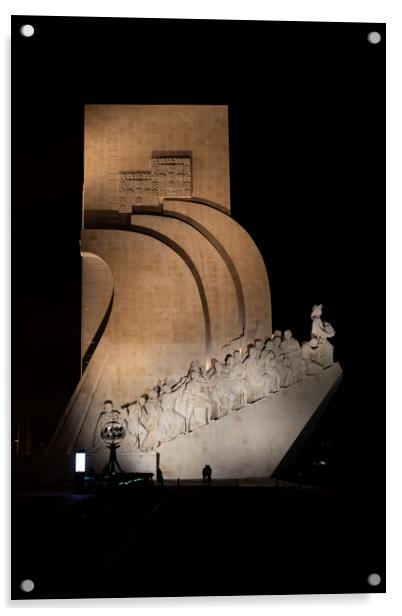 Monument to the Discoveries at Night in Lisbon Acrylic by Artur Bogacki