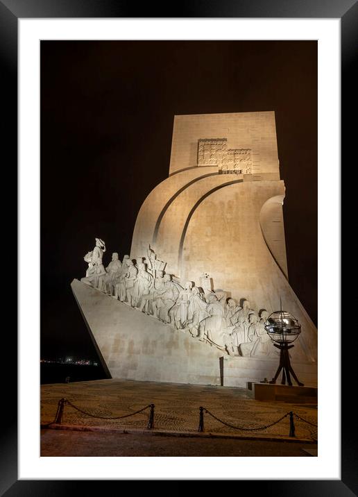 Monument to the Discoveries at Night in Lisbon Framed Mounted Print by Artur Bogacki