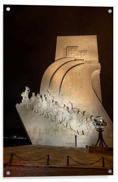 Monument to the Discoveries at Night in Lisbon Acrylic by Artur Bogacki