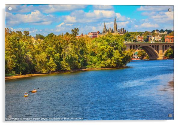 Key Bridge Georgetown University Washington DC Potomac River Acrylic by William Perry