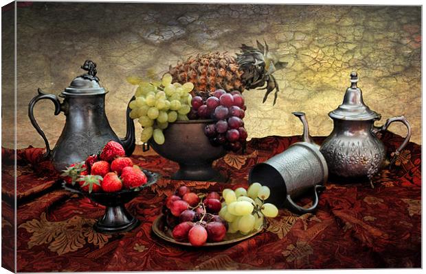 Pineapple and Grapes Canvas Print by Irene Burdell