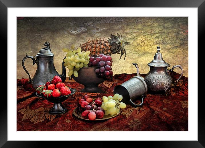 Pineapple and Grapes Framed Mounted Print by Irene Burdell