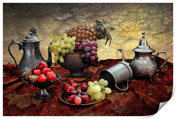 Pineapple and Grapes Print by Irene Burdell