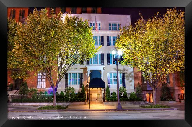 Blair House Building Second White House Night Washington DC Framed Print by William Perry