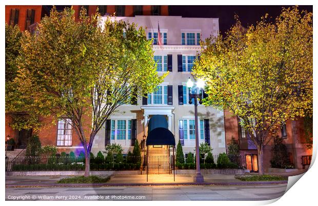 Blair House Building Second White House Night Washington DC Print by William Perry
