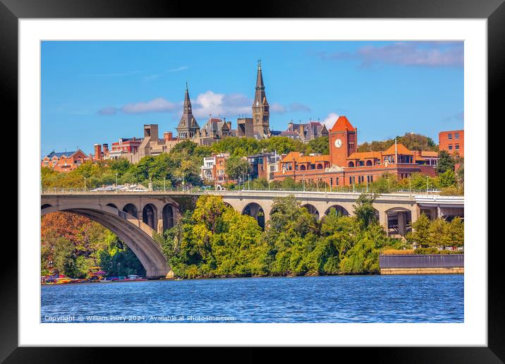 Key Bridge Georgetown University Washington DC Potomac River Framed Mounted Print by William Perry