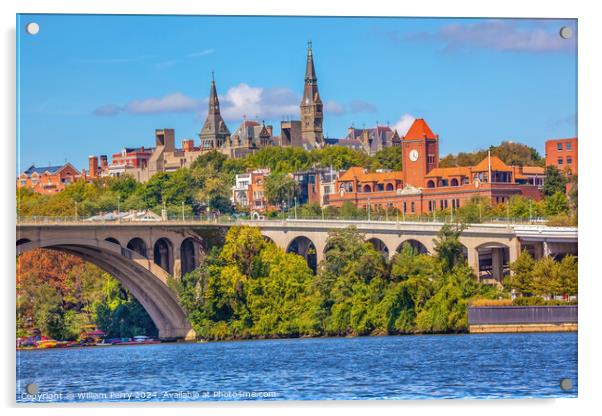 Key Bridge Georgetown University Washington DC Potomac River Acrylic by William Perry