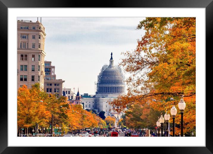 US Capitol Autumn Washington DC Framed Mounted Print by William Perry